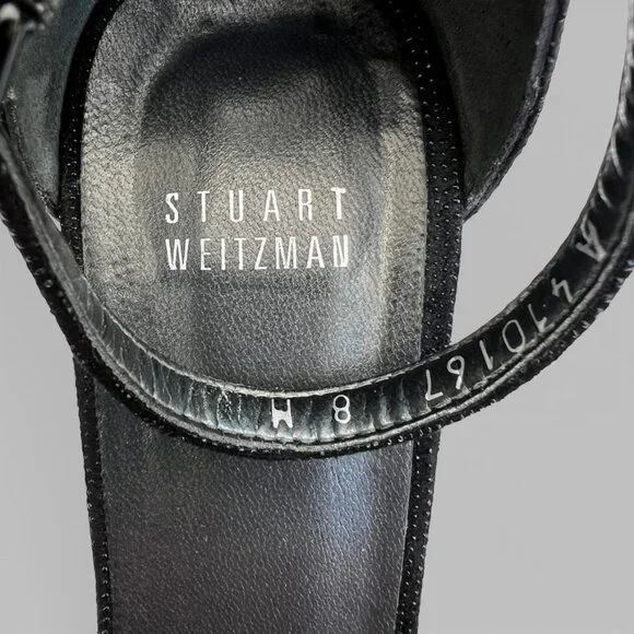 STUART WEITZMAN Goosebump Ankle Black 75 Nudist Dress Sandals Heels | Sz 8 - Picture 7 of 14